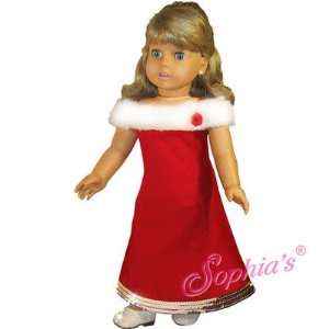  Red Velvet w/ Fur Trim Holiday Gown Made to Fit 18 Dolls 