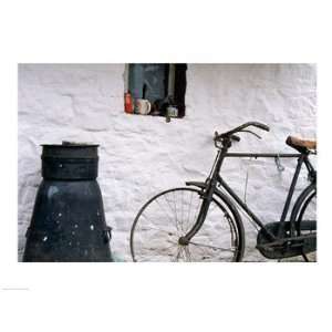 Bicycle leaning against a wall, Boyne Valley, Ireland Poster (24.00 x 