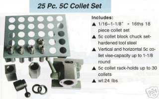 25 Pc Collet Kit Includes 18 Collets + Vise Block Rack  