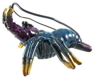 Gorgeous Mottled Blue Purple Spiny Lobster Statue  