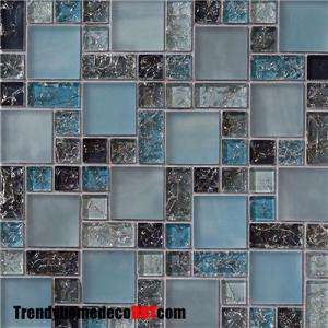 SAMPLE blue crackle glass mosaic tile backsplash  