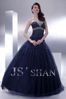 JSSHAN Dark Blue Formal Prom Ball Gown Evening Dress  