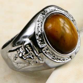 Tiger Eye 925 silver ring handmade Size 8  