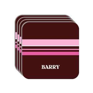 Personal Name Gift   BARRY Set of 4 Mini Mousepad Coasters (pink 
