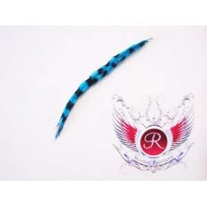  Single Grizzly Hair Extension Feather (Turquoise/Black 
