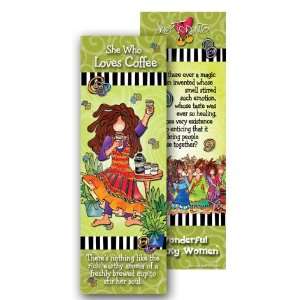 She Who Loves Coffee Bookmark and Coaster Set Office 