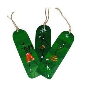    152002 Three Painted Recycled Tin Bookmarks  Green
