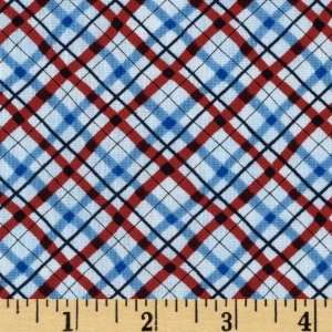  Winter Wishes Plaid Blue/Red Fabric By The Yard Arts, Crafts & Sewing