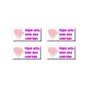  Breast Cancer Fight with Love and Courage   3D Domed Set 