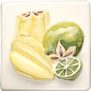   Style Fruits Exotiques Hand Painted 4 x 4 Star Fruit LIme Ceramic Tile