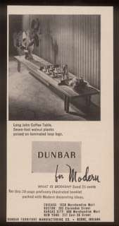 1949 Dunbar Edward Wormley long john coffee table ad  