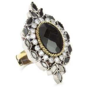  Taara Mughal Collection Black Onyx and Crystal Ring 