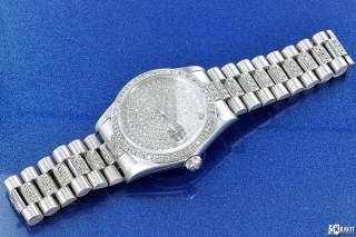 Mens Swiss 14K White Gold Diamond Oyster Wrist Watch 3.00Cts  