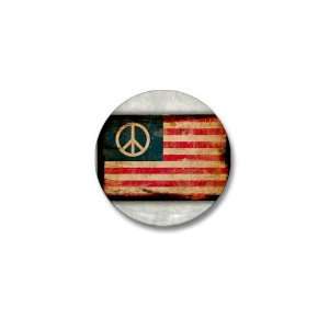  Mini Button Worn US Flag Peace Symbol 