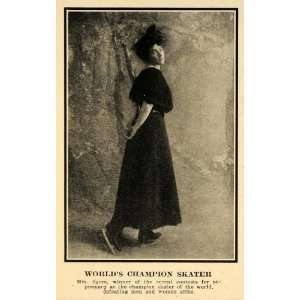  1908 Print Mrs. Syers World Champion Ice Skater Woman 