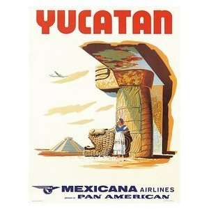  World Travel Poster Mexicana Airlines via Pan American 