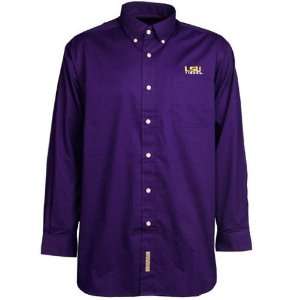   Tigers Purple Solid Twill Long Sleeve Dress Shirt