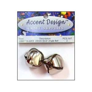  Accent Design Jingle Bell 25mm 2pc Silver: Pet Supplies