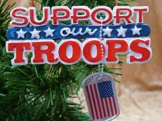 New Support Our Troops U.S. Flag Christmas Ornament  