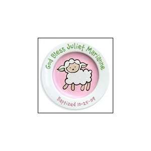  Loveable Lamb Personalized Baptism Plate (Girl): Baby