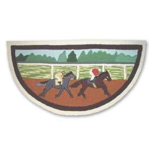    Horse Riders, Fire Place Rug 36 Half Circle In.
