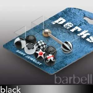 Bonus Pack 14ga Barbells with 8 Different patterns of Black Color UV 