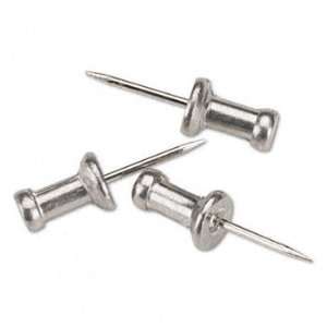  Aluminum Head Push Pins, Aluminum, Silver, 1/2, 100/Box 
