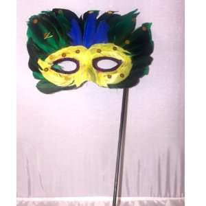  Hand Held Feather Mardi Gras Masks 