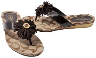Coach Leather Suki Flower Thong Sandals NEW Womens Shoes  