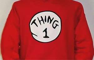 THING 1 2 3 4 5 6 DR SEUSS Red Funny Sweatshirt Hoodie  