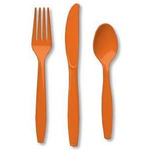    Heavy Duty Plastic Cutlery, Sunkissed Orange: Kitchen & Dining