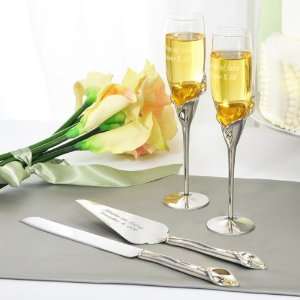  Lily Champagne Flutes & Cake Server Set: Kitchen & Dining