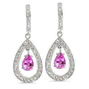 Pear Shaped Diamond Earrings In 18K White Gold With A 0.75 ct. Genuine 