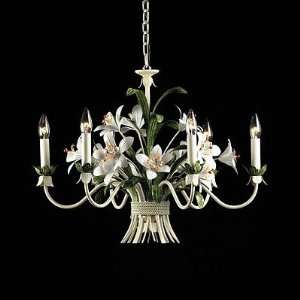  DAY LILIES   6 Light Chandelier In Seashell And Snow White 
