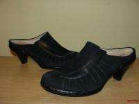 BFS12~STRICTLY COMFORT Stylish Black Leather Comfort Mules Heels Size 