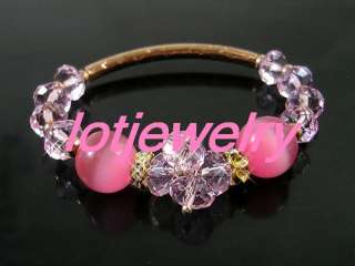 wholesale 24pcs Crystal cat eye beads stretchy copper bracelets