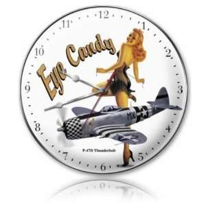  Eye Candy Vintage Metal Clock Pin Up Girl P 47D: Home 