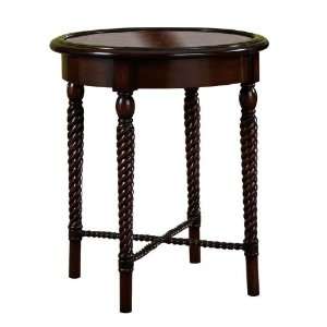   Round Accent Table with Crossing Turned Stretchers