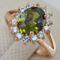 Size8 GORGEOUS GREEN OLIVE GEMSTONE FASHION GOLD FILLED RING R1088 20 