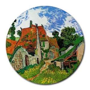  Village Street in Auvers By Vincent Van Gogh Round Mouse 