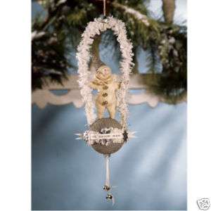Vintage Christmas Snowman Glittered Dee Foust ornament  