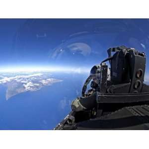  US Air Force Captain Looks out Over the Sky in a F 15 