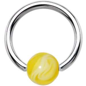  14 Gauge Yellow Marble Bcr Captive Ring: Jewelry