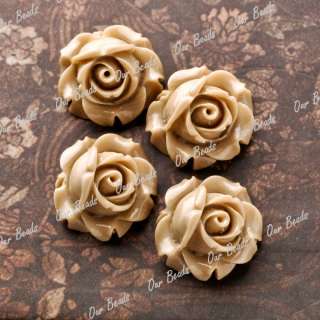   Coffee Beautiful Rose Resin Flower Cabochons Beads RB0747 23  