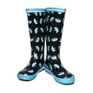   BlkLtBl Womens Johns Hopkins University Scattered Blue Jay Rain Boots