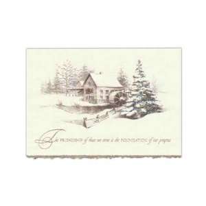   and Name   Holiday card with gilded mill design.: Kitchen & Dining