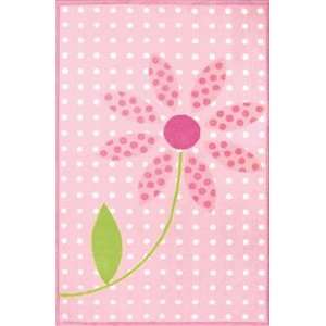   Bloom in Pink 11714 Pink and White Kids Room 47 x 77 Area Rug