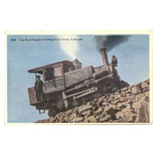   Railroad Postcard Cog Road Engine Climbing Pikes Peak Colorado
