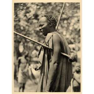  1930 Shilluk Warrior Club Sudan African Hugo Bernatzik 