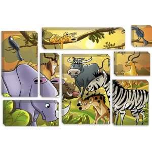  Jungle Cartoon Animals II Children Art Giclee Canvas Art 